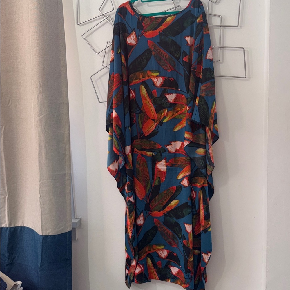 Stunning Bob Mackie Tropical Print Maxi Caftan Size 3X - Picture 3 of 5
